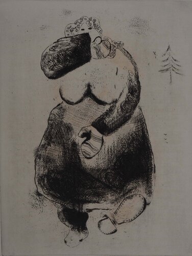 Promenade dans le froid (La femme moineau) di Marc Chagall, Stampa in vendita su Singulart