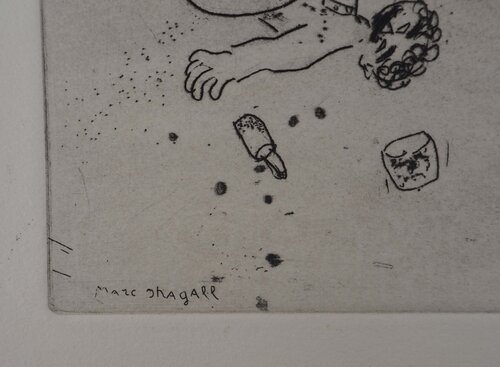 L'homme renversé (Mort de Mets-les-pieds-dans-le-plat) van Marc Chagall, Afdruk te koop op Singulart