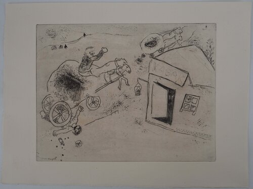 L'homme renversé, Gravure originale signée Marc Chagall
