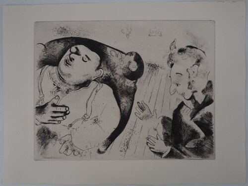 Deux amis en discussion, Gravure originale signée Marc Chagall