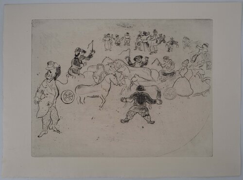 L'accident de la circulation, Gravure originale Marc Chagall