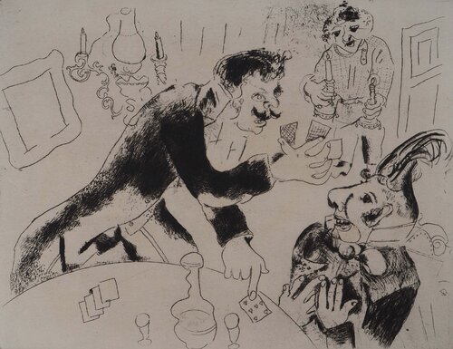 Les joueurs de cartes (Les cartes à jouer) van Marc Chagall, Afdruk te koop op Singulart