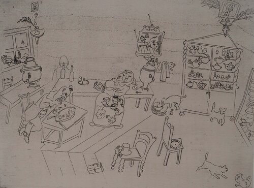 La taverne russe (Repas dans le traktir) Marc Chagall