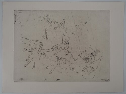 Le voyage en calèche, Gravure originale signée Marc Chagall