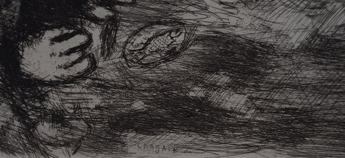 Le dîner (Le rieur et les poissons) par Marc Chagall, Édition en vente sur Singulart