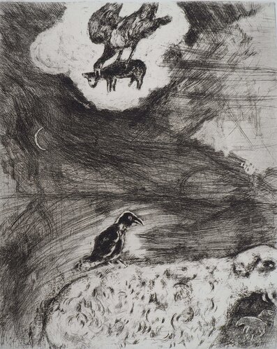 Rêverie du corbeau (Le corbeau voulant imiter l'aigle) di Marc Chagall, Stampa in vendita su Singulart