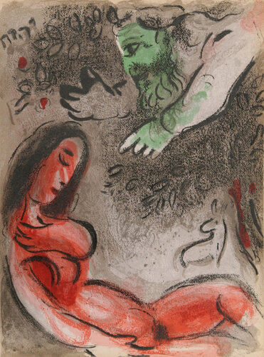God rebukes Eve from "Drawings for the Bible" di Marc Chagall, Stampa in vendita su Singulart