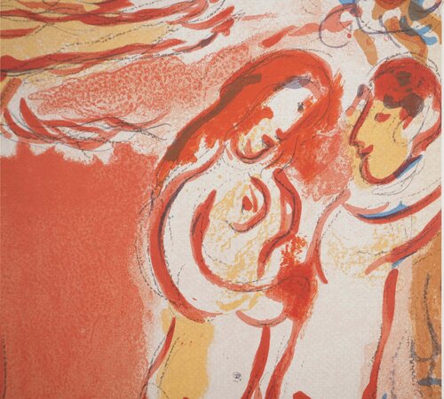La Bible, Adam et Eve chassés du Paradis, Lithographie originale Marc Chagall