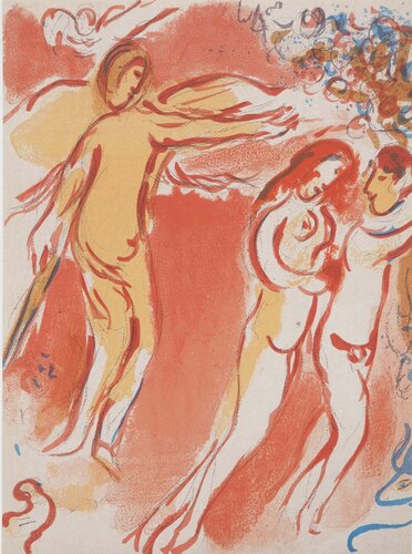 La Bible : Adam et Eve chassés du Paradis di Marc Chagall, Stampa in vendita su Singulart