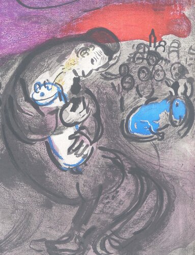 La Bible, Le berger endeuill di Marc Chagall, Stampa in vendita su Singulart