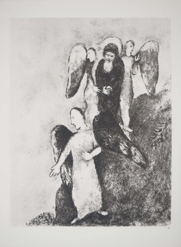 Abraham reconduit les trois anges by Marc Chagall, Print for Sale on Singulart