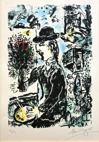 Le Peintre au Chapeau (M.1010) di Marc Chagall, Stampa in vendita su Singulart
