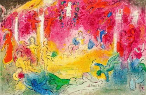 Temple and History of Bacchus di Marc Chagall, Stampa in vendita su Singulart