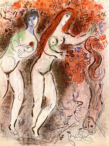 Adam and Eve and the Forbidden Fruit di Marc Chagall, Stampa in vendita su Singulart