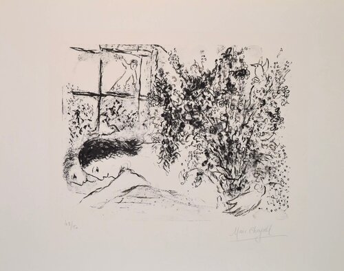 By the window - M624 di Marc Chagall, Stampa in vendita su Singulart