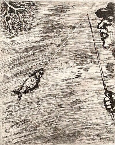 The Fisherman and The Little Fish van Marc Chagall, Afdruk te koop op Singulart