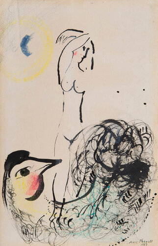 Nu sur coq van Marc Chagall, Werk op papier te koop op Singulart
