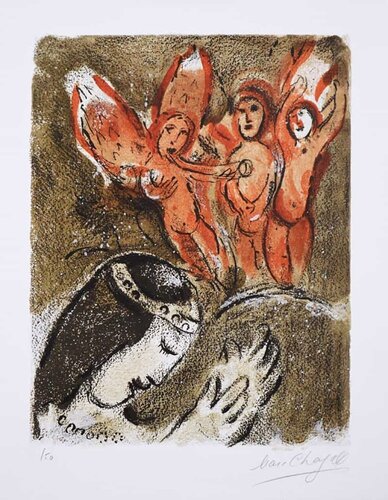 Sara and the angels van Marc Chagall, Afdruk te koop op Singulart