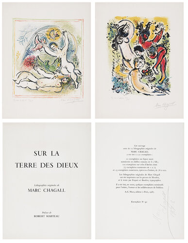 Sur la terre des dieux (complete portfolio of  12 lithographs) di Marc Chagall, Stampa in vendita su Singulart