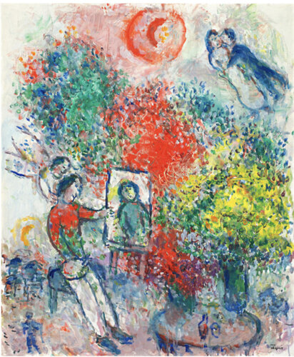 Le peintre aux bouquets di Marc Chagall, Pittura in vendita su Singulart