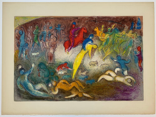 Chloé is carried off by the Methymnaens di Marc Chagall, Stampa in vendita su Singulart