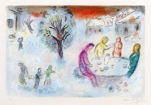 Le repas chez Dryas (The Meal at Dryas's House) di Marc Chagall, Stampa in vendita su Singulart