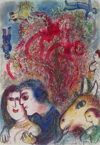 Couple devant le buisson ardent di Marc Chagall, Pittura in vendita su Singulart