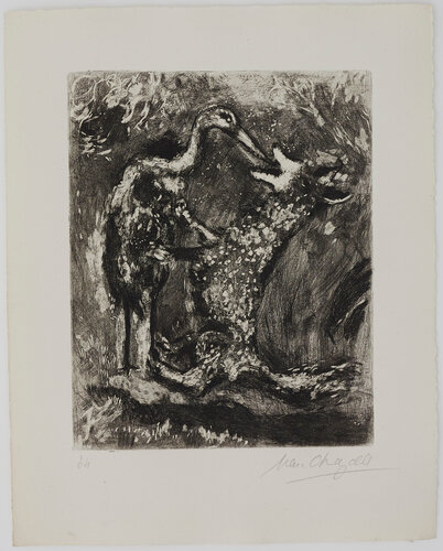 The Wolf and the Stork, from Fables de La Fontaine di Marc Chagall, Stampa in vendita su Singulart