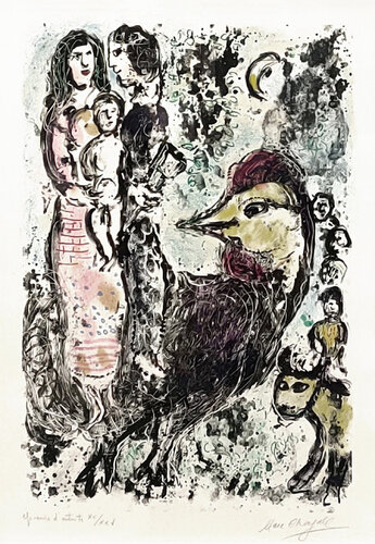 LA FAMILLE AU COQ di Marc Chagall, Stampa in vendita su Singulart