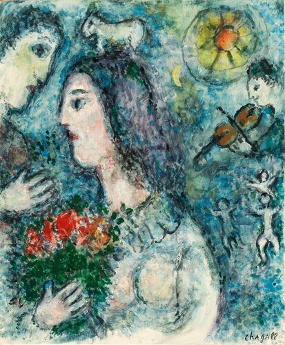 Profil au bouquet di Marc Chagall, Opera su carta in vendita su Singulart