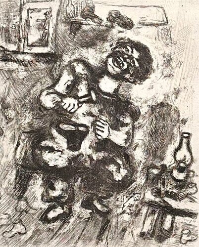 The Cobbler And The Financier di Marc Chagall, Stampa in vendita su Singulart
