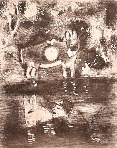 The Donkey Loaded With Salt And The Donkey Loaded With Sponges di Marc Chagall, Stampa in vendita su Singulart