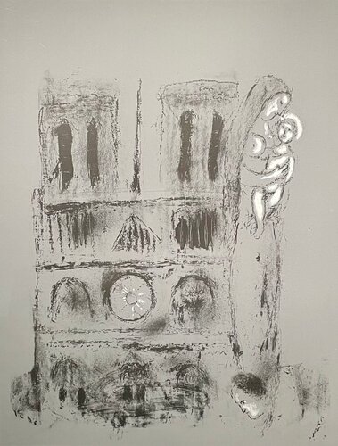 Notre-Dame en Gris van Marc Chagall, Afdruk te koop op Singulart