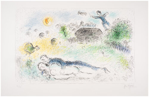 Les Amoureux à l'Isba van Marc Chagall, Afdruk te koop op Singulart