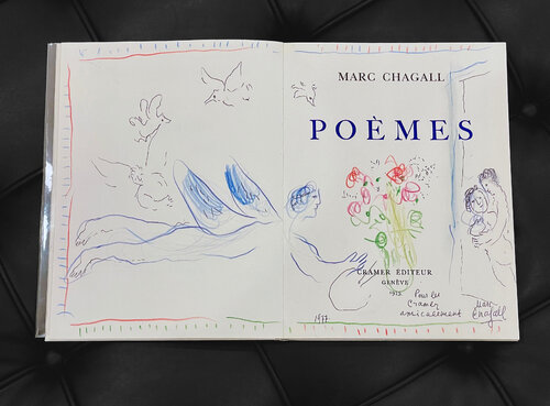 L'Ange-peintre au bouquet de fleurs pour les Cramer van Marc Chagall, Schilderij te koop op Singulart