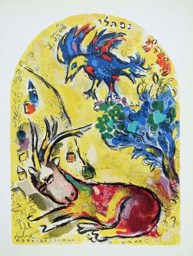 Nephthali, bouquet fleuri et oiseau, Lithographie by Marc Chagall, Print for Sale on Singulart