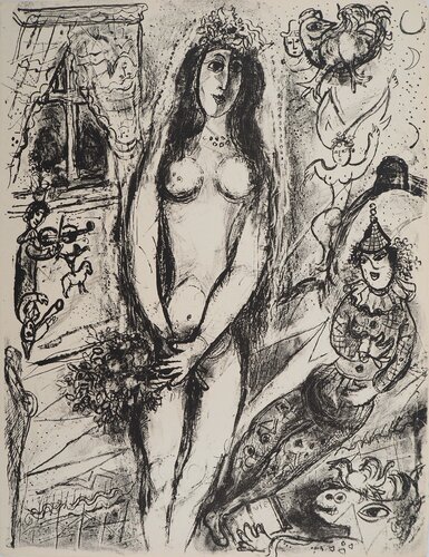 Cirque, Le voile de la mariée, Lithographie originale di Marc Chagall, Stampa in vendita su Singulart