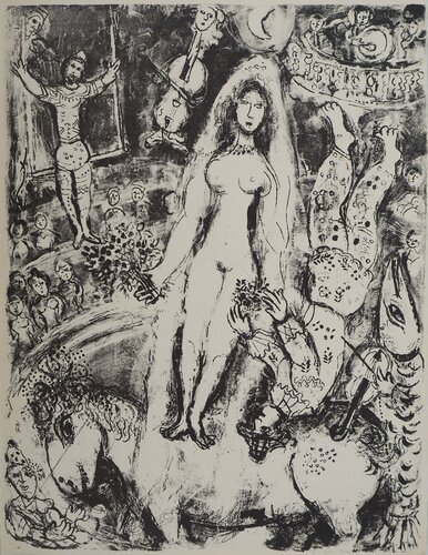 Cirque, La mariée mise à l'honneur, Lithographie originale di Marc Chagall, Stampa in vendita su Singulart