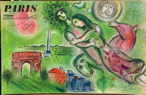 Roméo et Juliette / Paris, Le Plafond de l'Opéra - Hand-signed "Pour Marc" di Marc Chagall, Stampa in vendita su Singulart