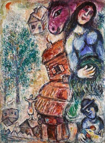 Paysage à l’Isba di Marc Chagall, Pittura in vendita su Singulart