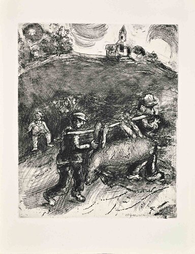 Le Meunier, son fils et l'Ane di Marc Chagall, Stampa in vendita su Singulart