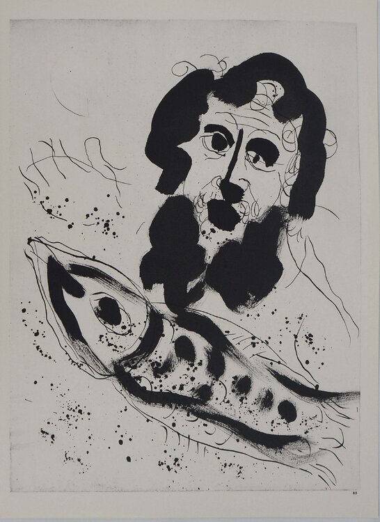 La Bible, Jonas et le poisson, Héliogravure Marc Chagall