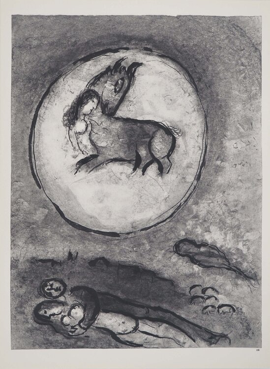 La Bible, Le couple protégé par Dieu, Héliogravure Marc Chagall