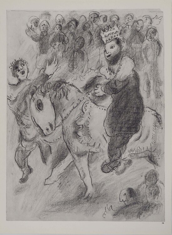 La Bible, Le roi à cheval, Héliogravure Marc Chagall