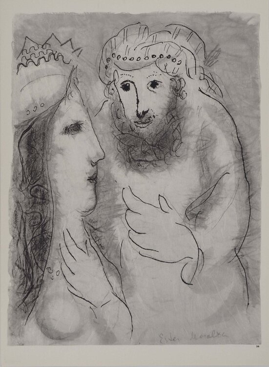 La Bible, Esther en reine, Héliogravure Marc Chagall