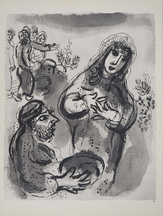La Bible, Anne et son mari, Héliogravure Marc Chagall