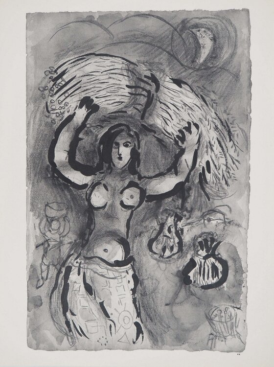 La Bible, Ruth au champs, Héliogravure Marc Chagall
