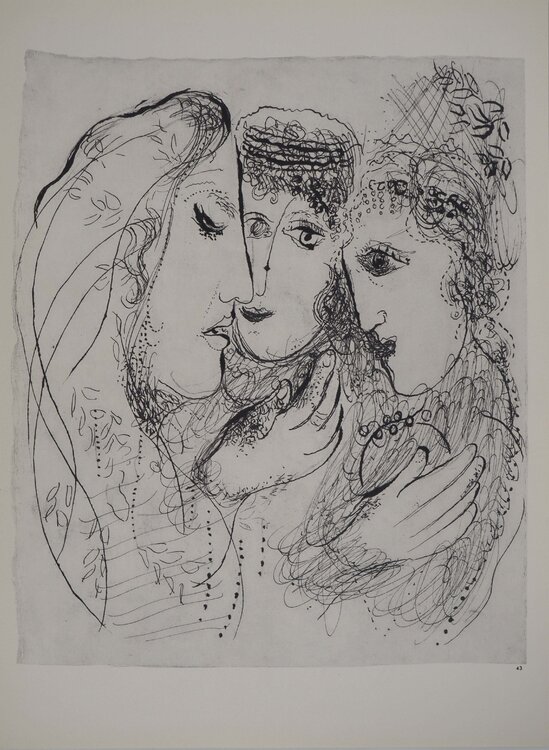 La Bible, Trois visages féminins, Héliogravure Marc Chagall