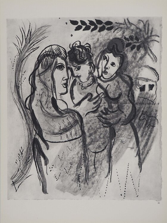 La Bible, Les trois femmes, Héliogravure Marc Chagall
