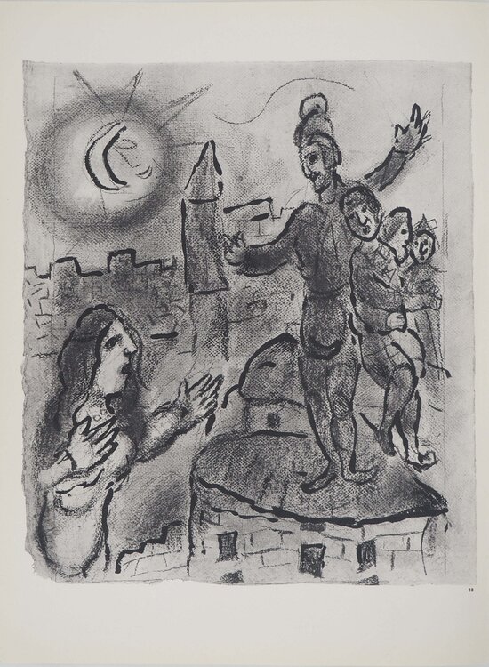 La Bible, Les espions et la femme, Héliogravure Marc Chagall